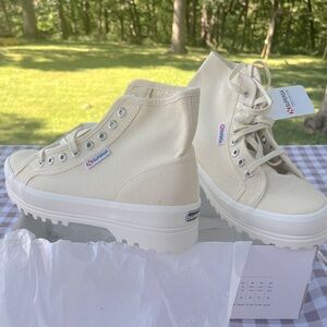 SUPERGA Sneakers Lug Sole Platform Canvas Combat Boots Street Shoe Womens Sz 8